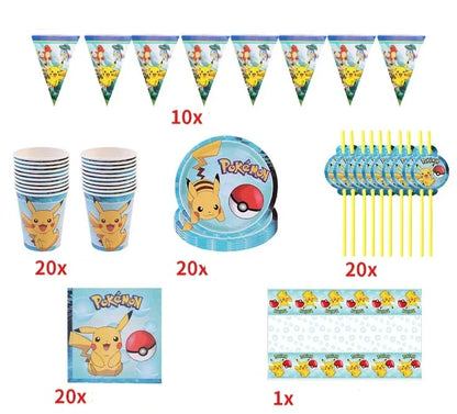 Blue or Pink Pokemon Birthday Party Party Sets