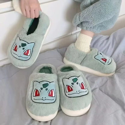 Fluffy Eevee, Bulbasaur, Pikachu Children's Slippers