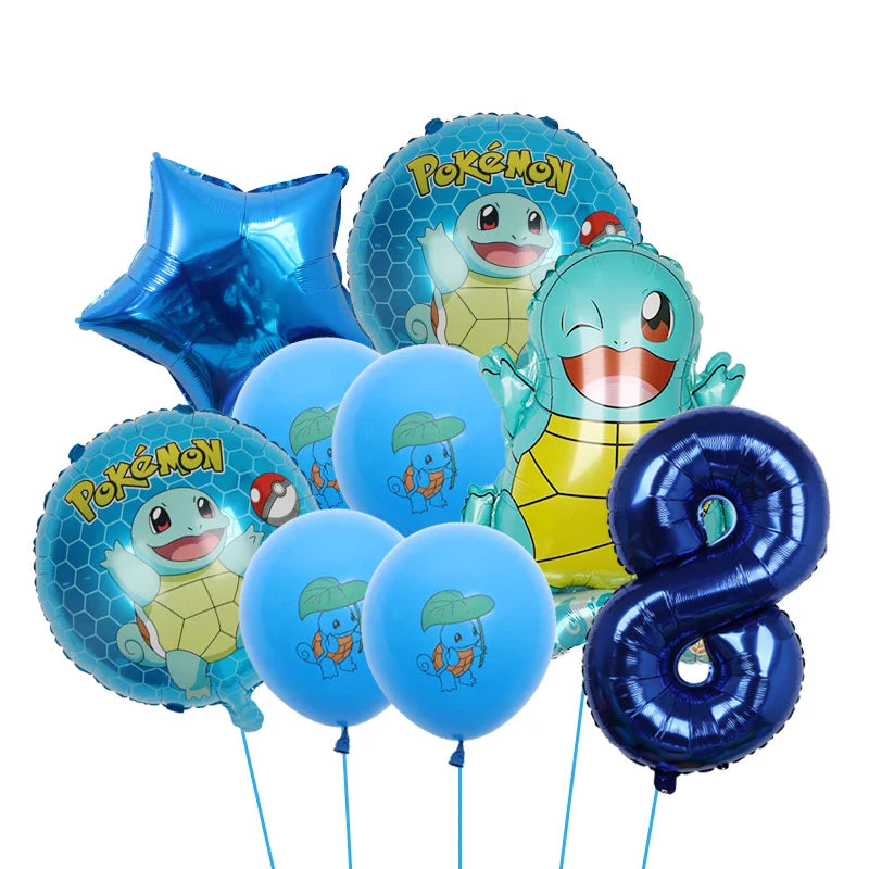 Bulbasaur, Schiggy, Charmander or Pikachu Balloons Birthday Decoration