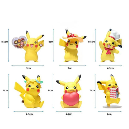 Set of 6 Pikachu figures in cooking motifs