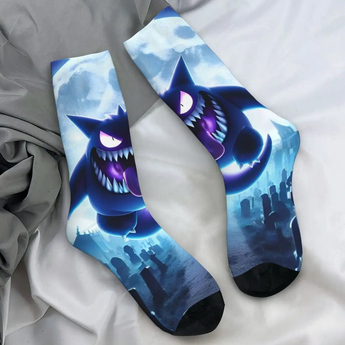 Colorful Gengar socks in many colorful designs