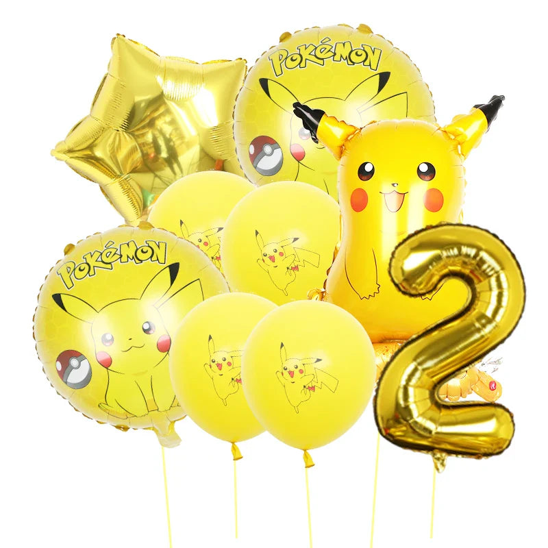 Bulbasaur, Schiggy, Charmander or Pikachu Balloons Birthday Decoration