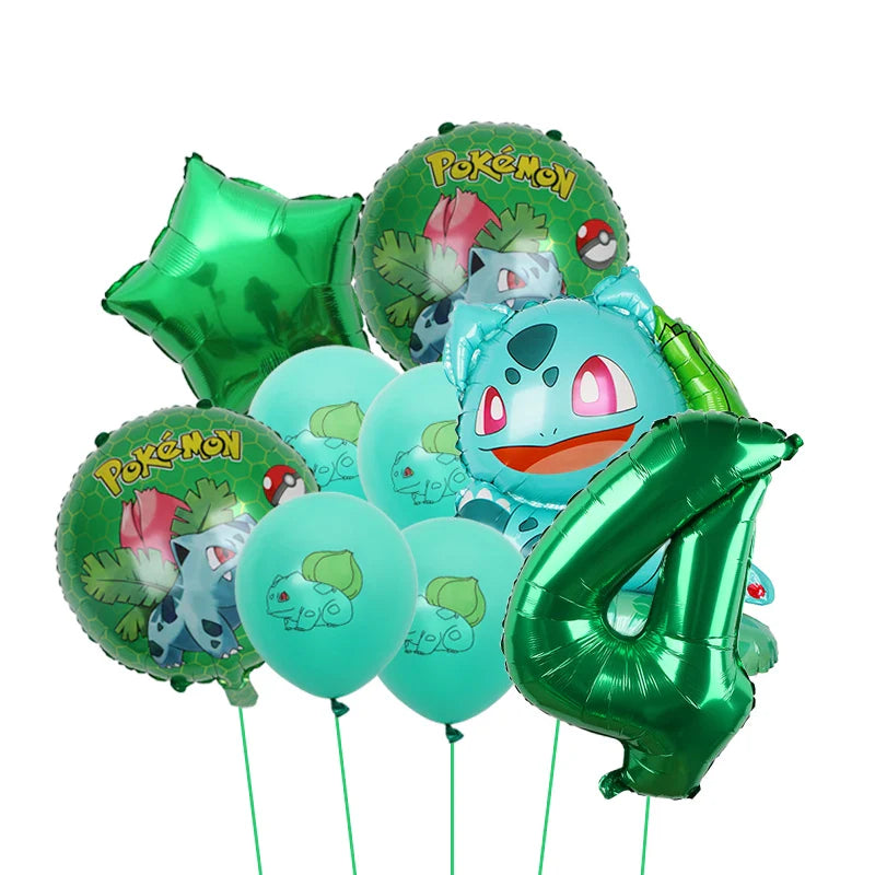 Bulbasaur, Schiggy, Charmander or Pikachu Balloons Birthday Decoration
