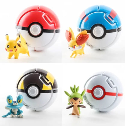 20 pcs. Large (approx. 7cm) Pop n throw Pokeballs with figures toys