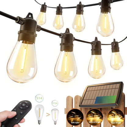 Remote Solar Patio Lights With Dimmable LED