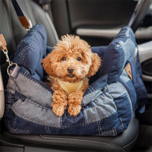 Travel Safety Bolster Vintage Denim Patchwork Dog Car Seat Bed