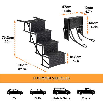 Travel Portable Foldable 4-Steps Non-Slip Dog Car Stair