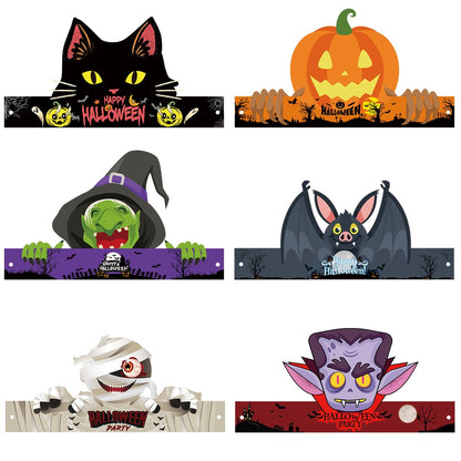 Hattaween 6pc Halloween Paper Hats or Headband Set