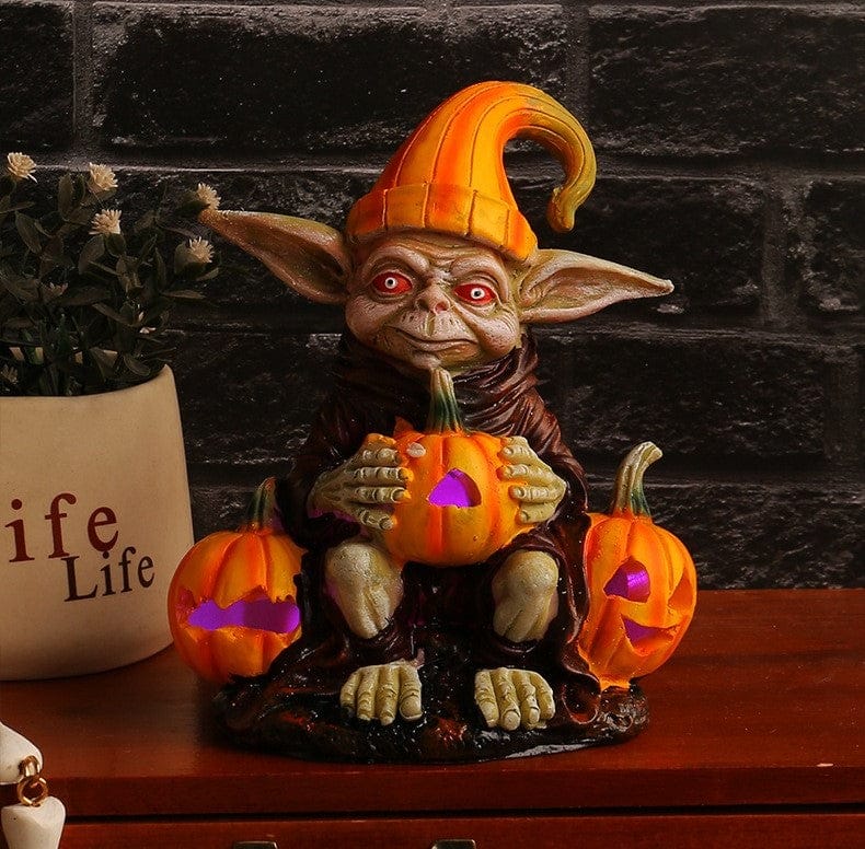 Ghoulie Halloween Resin Statue with Pumpkin Lamp | BUY 1 GET 1 FREE