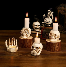 Skullight 3pc Halloween Skull Candle Holder Set