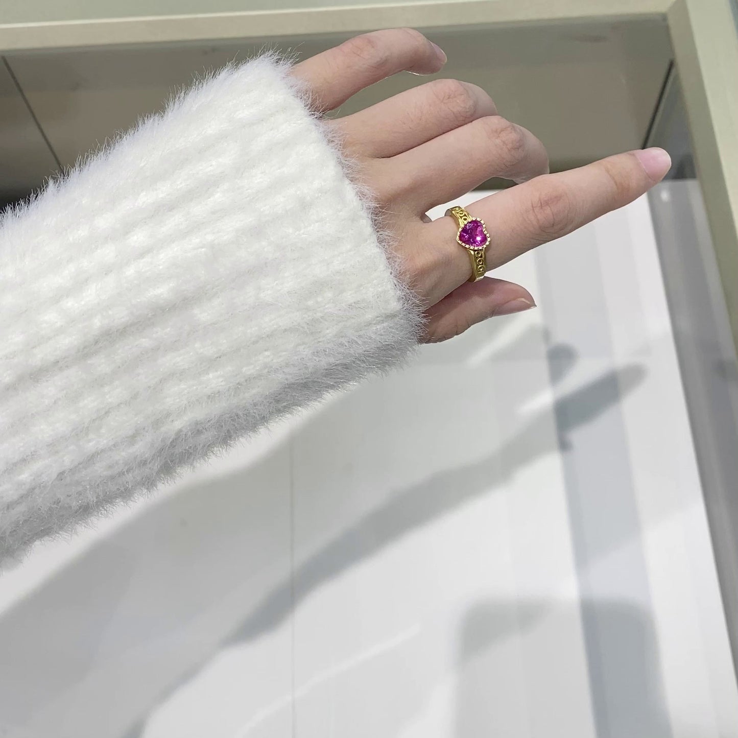 JOJO's 925 Silver Sweetheart Rose Red Donut Ring