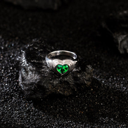 JOJO‘s Water Ripple Heart-shaped Sweet and Spicy Girl Fashion Cool Style Ring