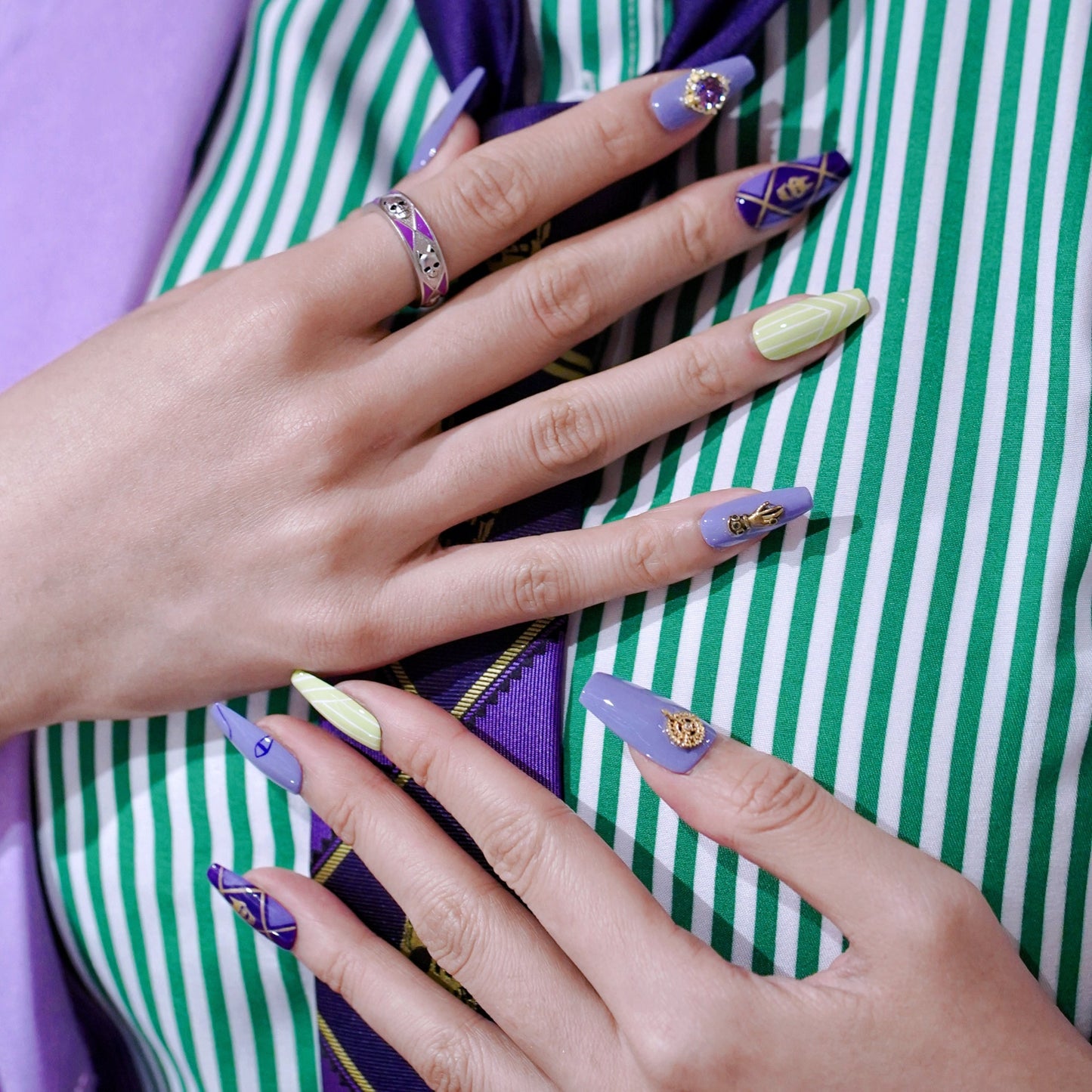 JOJO‘s Colorful enamel collar tie ring couple rings