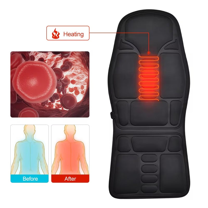 Electric Massage Chair Pad with Soothing Heat Therapy - Ideal for Home & Car