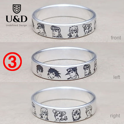 Custom cartoon character sterling silver anime ring JOJO
