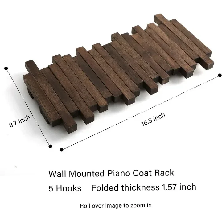 Natural Wood Coat Hook Rack