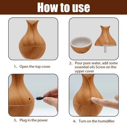130ml Mini USB Aromatherapy Diffuser With Quiet Wood Grain