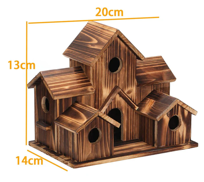 Handcrafted Wooden Birdhouse With 6 Holes