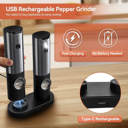 Elegant Electric Salt And Pepper Mill With Rechargeable Battery