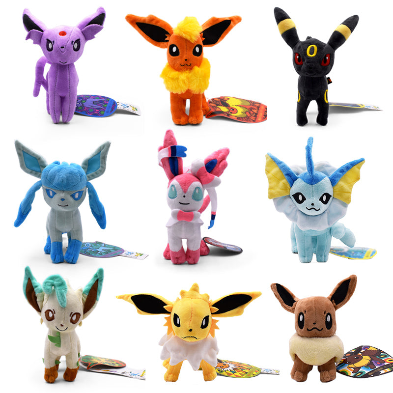 Set of 9 Anime Pokemon Eevee, Vaporeon cuddly toy figures