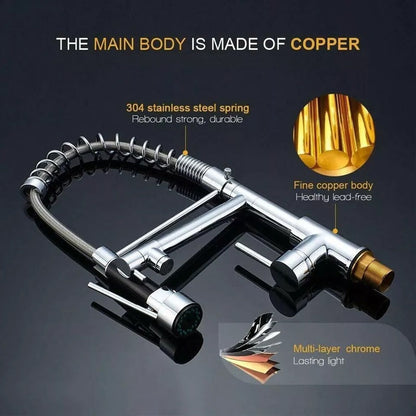 Pull-Out Kitchen Faucet with 360° Rotating Spout and Dual Mode Sprayer