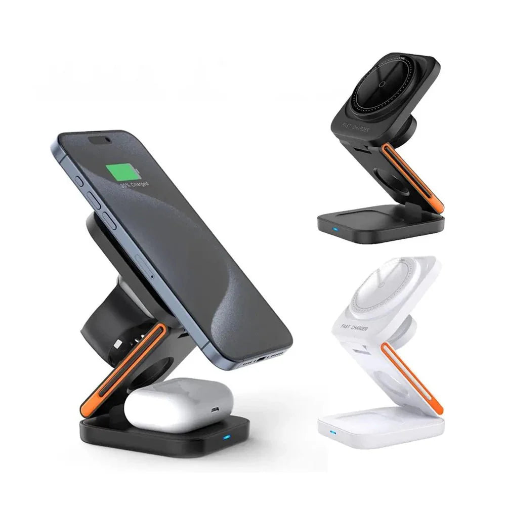 FlexiMag Trio: 3 in 1 접이식 MagSafe 충전 스탠드 