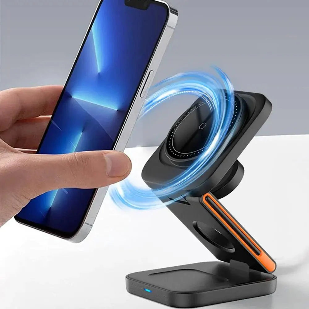 FlexiMag Trio: 3 in 1 접이식 MagSafe 충전 스탠드 