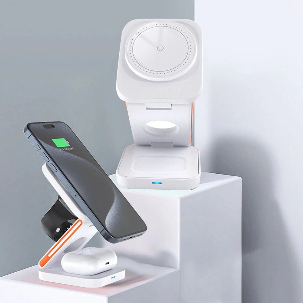 FlexiMag Trio: 3 in 1 접이식 MagSafe 충전 스탠드 
