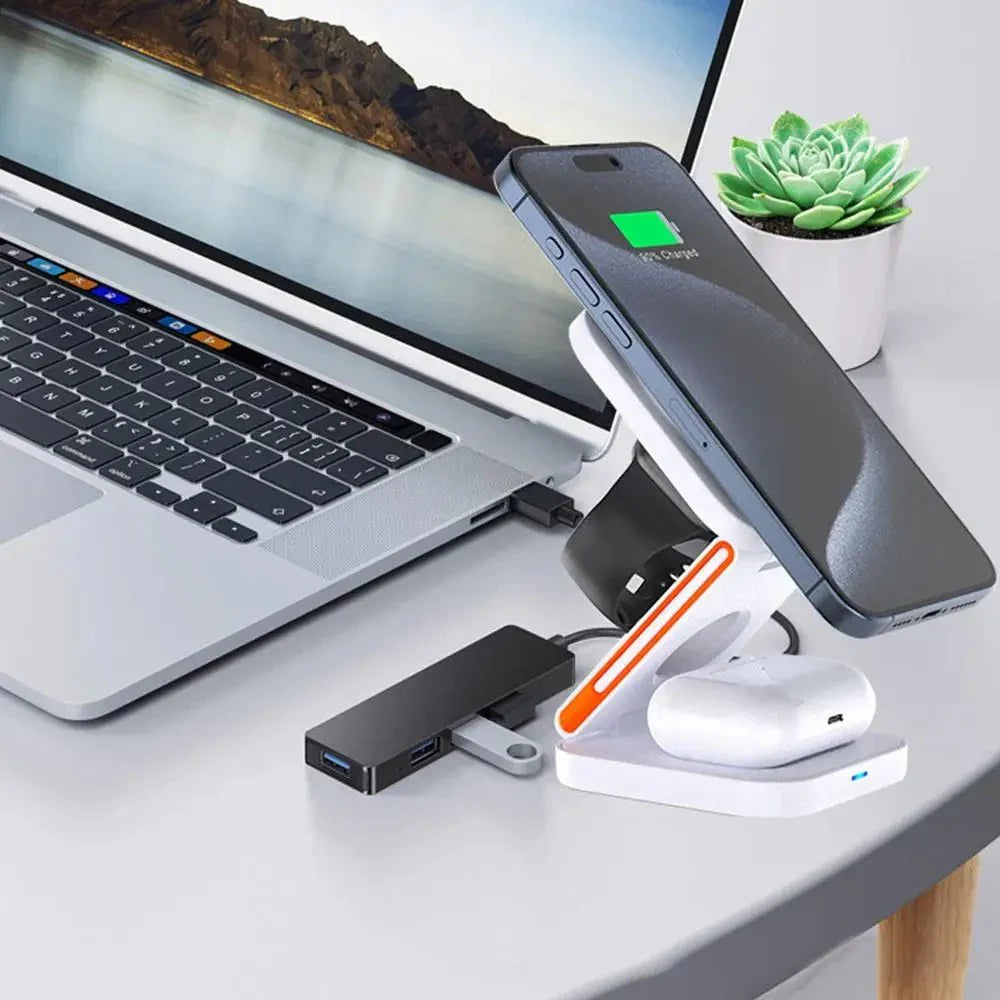 FlexiMag Trio: 3 in 1 접이식 MagSafe 충전 스탠드 