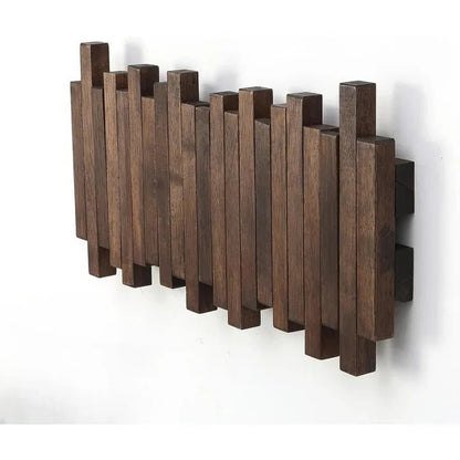 Natural Wood Coat Hook Rack