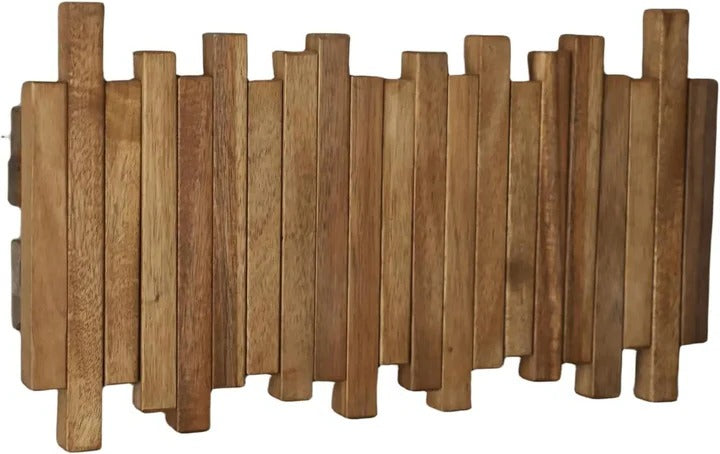 Natural Wood Coat Hook Rack