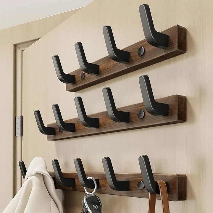 Minimalist Wall-Mounted Coat Hook with Wood & Metal Coat Holder
