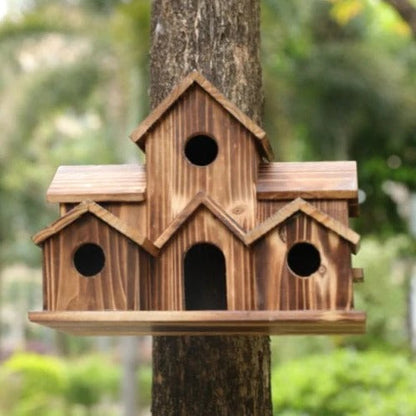 Handcrafted Wooden Birdhouse With 6 Holes
