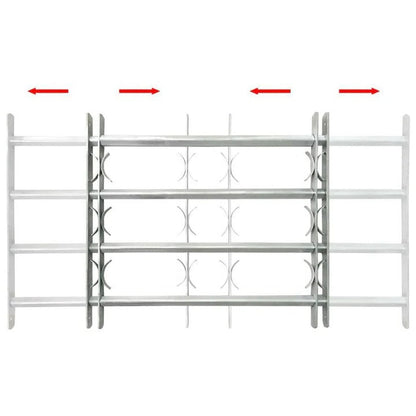 Adjustable safety grille for windows with 3 crossbars