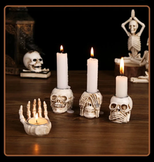 Skullight 3pc Halloween Skull Candle Holder Set