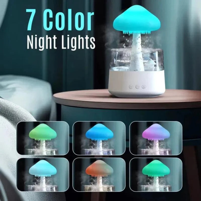 Mushroom Rainfall Diffuser with LED Lighting and Aromatherapy