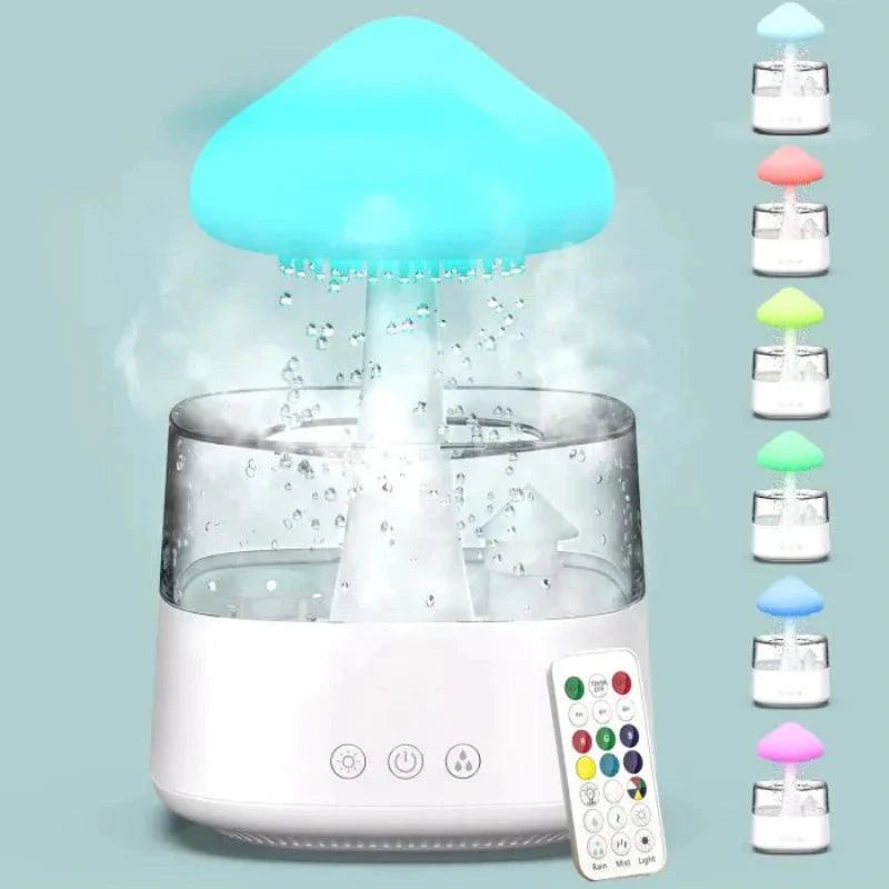 Mushroom Rainfall Diffuser with LED Lighting and Aromatherapy