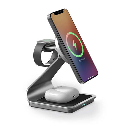 Premium 3 in 1 Aluminum Alloy MagSafe Charging Stand