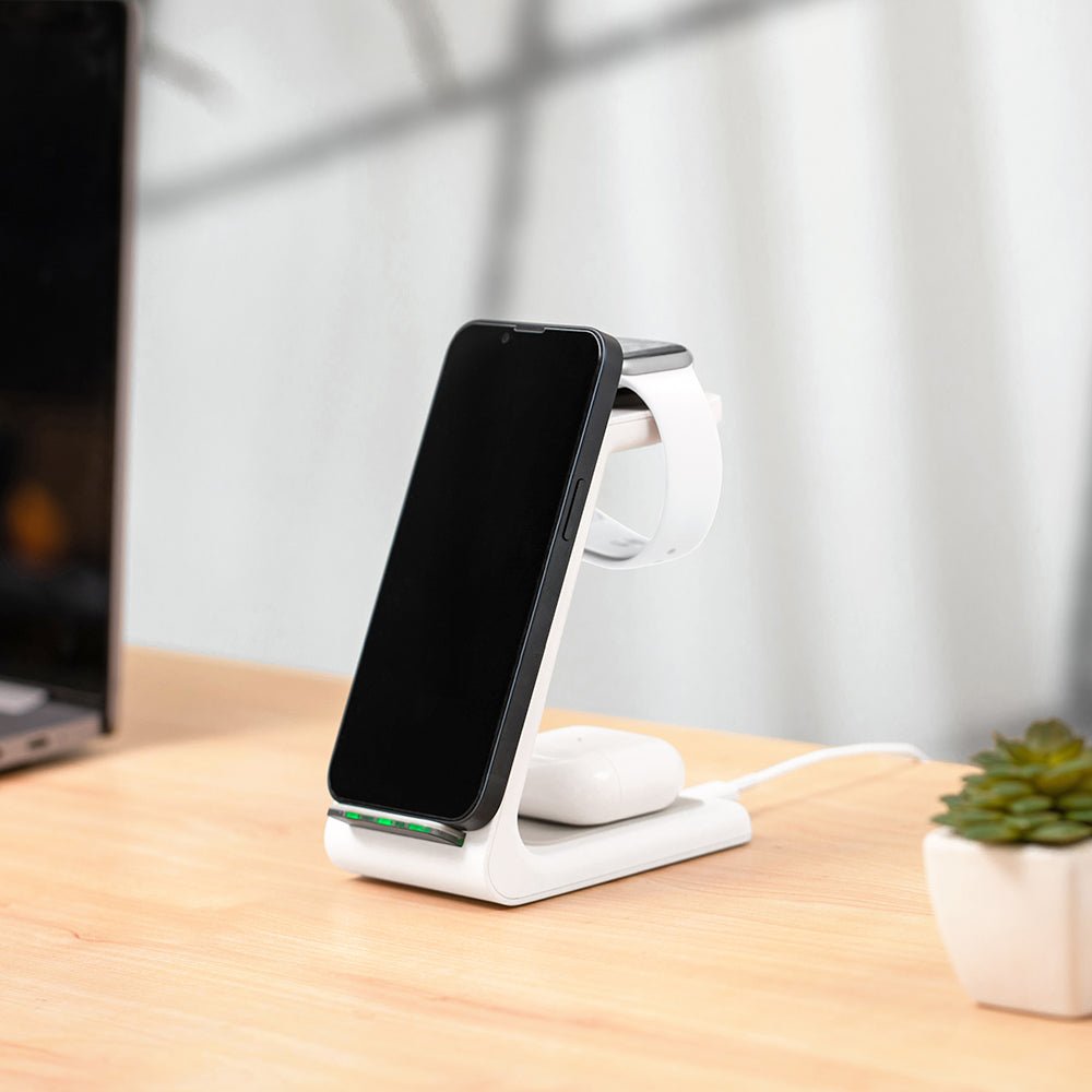iPhone, Apple Watch 및 AirPods용 프리미엄 3 in 1 고속 무선 충전 스탠드 