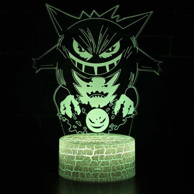 Gengar bedside lamp with magical color changes and 3D Pokemon lamp