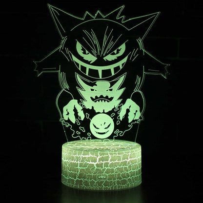 Gengar bedside lamp with magical color changes and 3D Pokemon lamp
