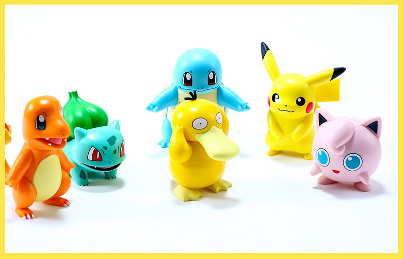 Set of 6 Pokemon figures: Pikachu, Jigglypuff, Squirtle, Bulbasaur, Enton and Charmander