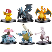 Set of 6 Pokemon figures: Pikachu, Charizard, Turtok, Mewtwo and Bisaflor