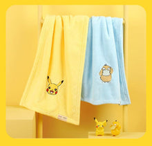 Bath towels with Pokemon Pikachu and other motifs