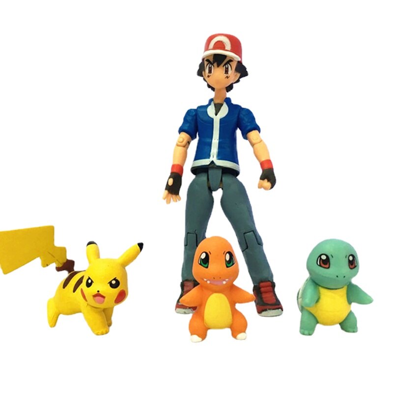 Ash Ketchum with Pikachu, Charmander and Squirtle Action Game Figure