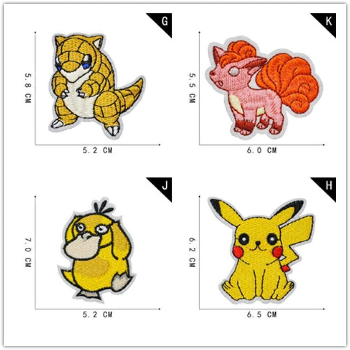 16 pcs. Pokemon fabric patches to sew on
