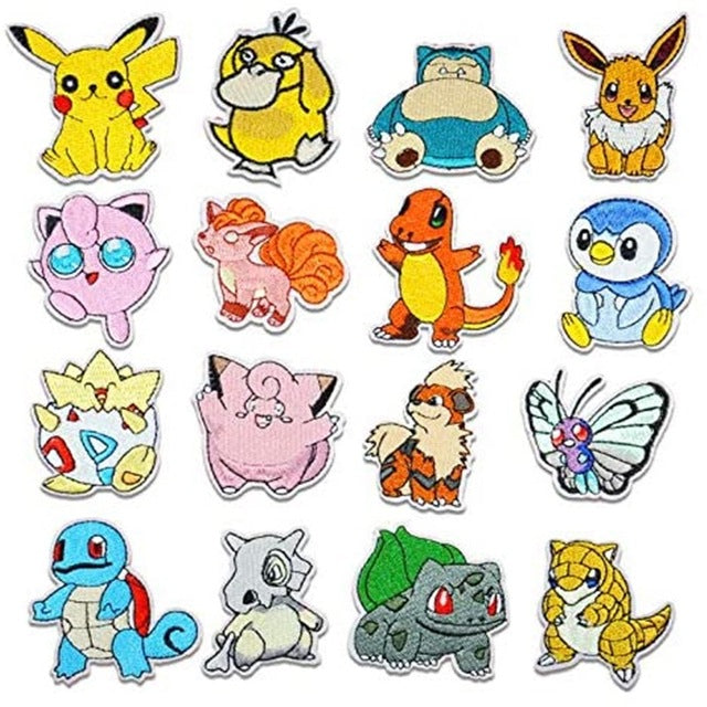 16 pcs. Pokemon fabric patches to sew on