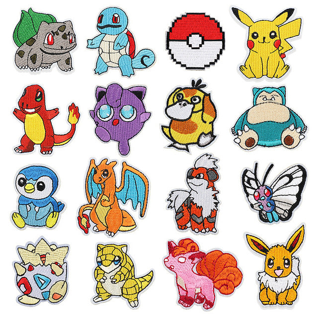 16 pcs. Pokemon fabric patches to sew on