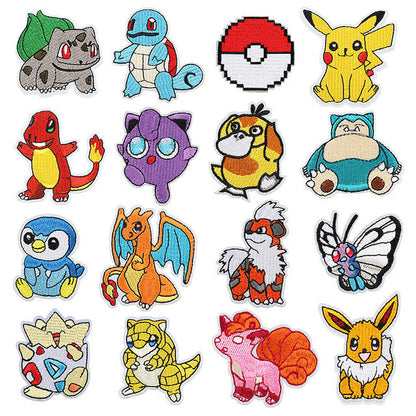 16 pcs. Pokemon fabric patches to sew on