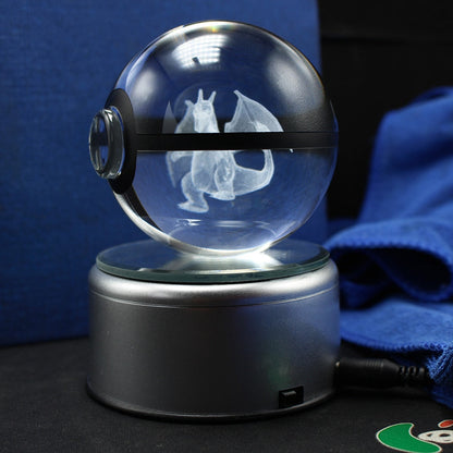 Charizard Glurak Crystal Pokemon Go Ball with 3D Effect